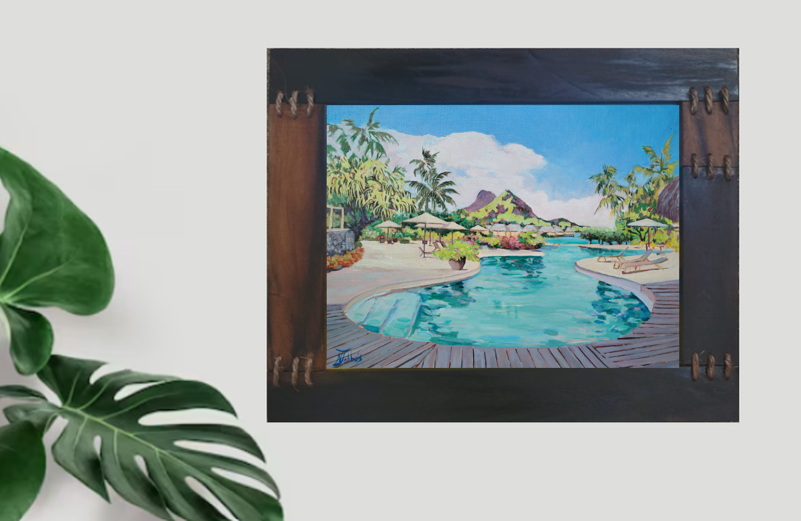 Tableau piscine dans le cadre
